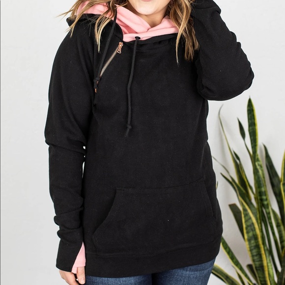 Blush & Black w/ rose gold zip hoodie - Picture 2 of 5